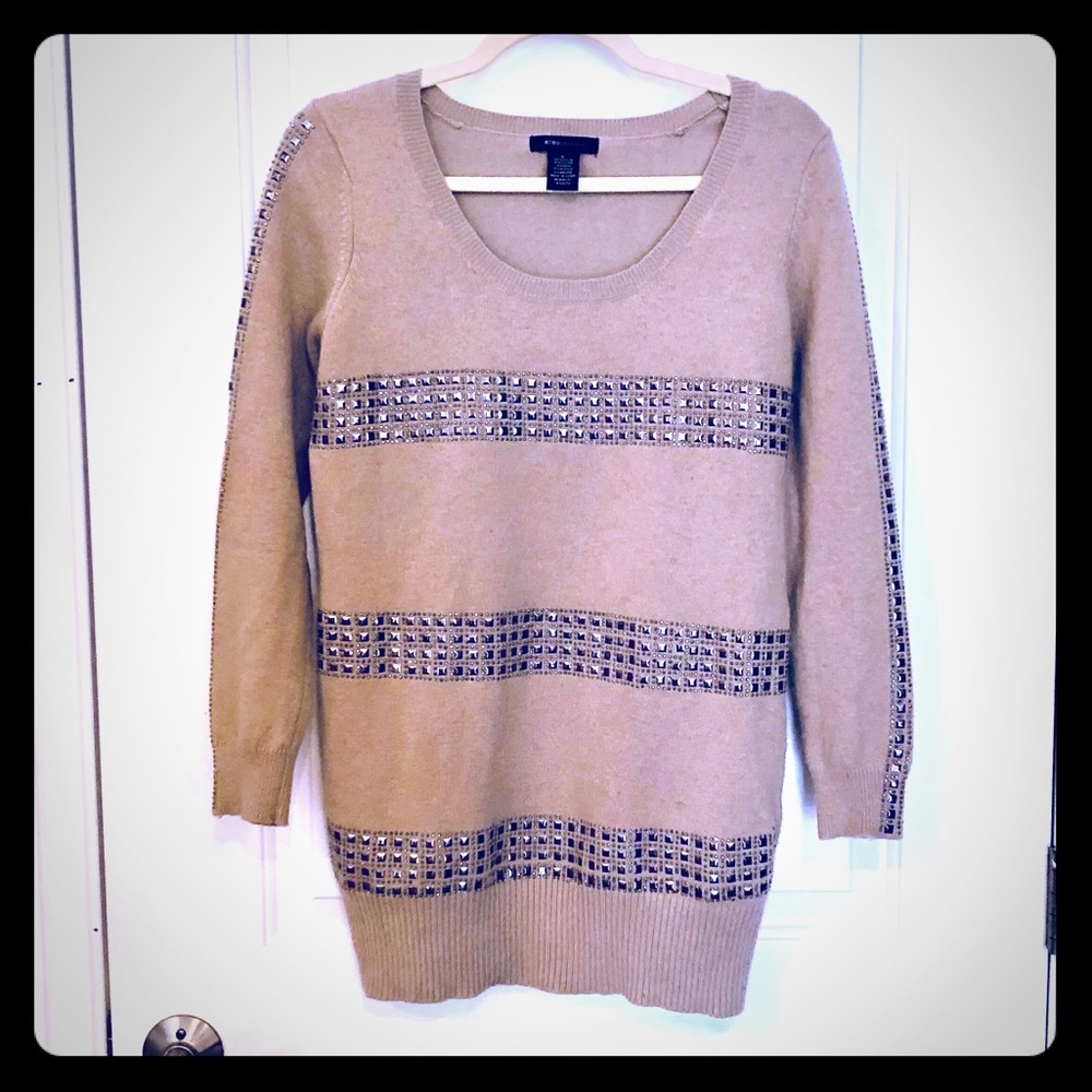 BCBG MaxAzria Camel/Tan Embellished Sweater Tunic